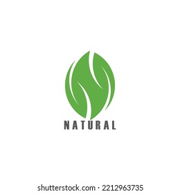 letter n natural leaf clean geometric logo vector