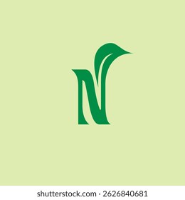 Letter N for Natural Logo Design Vector. N Leaf Organic Logo