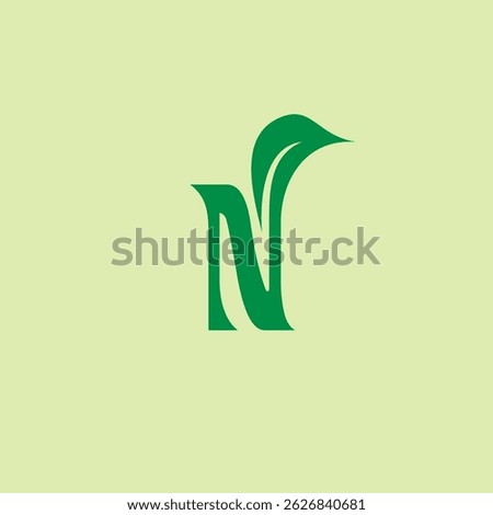 Letter N for Natural Logo Design Vector. N Leaf Organic Logo
