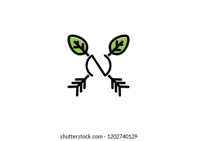 letter N, nature arrow logo Designs Inspiration Isolated on White Background