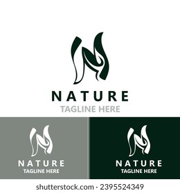 Letter N nature ecology logo with leaves suitable for business garden template vector