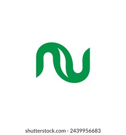 letter n nature leaf abstract simple logo vector 
