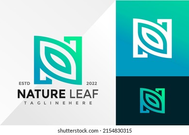 Letter N Nature Leaf Creative Logo Design Vector illustration template