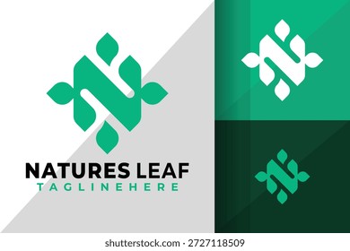 Letra N Hoja De Naturaleza Elegante Logotipo Logotipos Elemento De Diseño Ilustración vectorial de stock