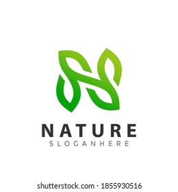 Letter N Nature Leaf Health Care logo Design vector illustration