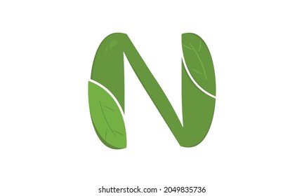 Letter N Nature Leaf Logo Illustration