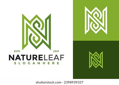 Logo-Design des Letter N Nature Leaf Vektorsymbol-Illustration