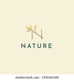 Letter N nature logo design.