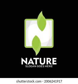 Letter N nature logo, Letter initial N modern design. template-vector