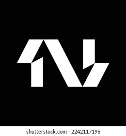 Letter n with negative space arrow logo