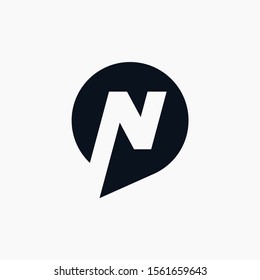 Letter N negative space with bubble Logo Template Vector Design. Social Talk, chat, app, forum, social media. Modern logotype symbol - vector
