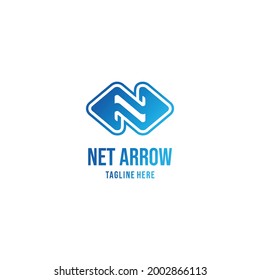 letra n etiqueta de diseño de logotipo de flecha neta vector