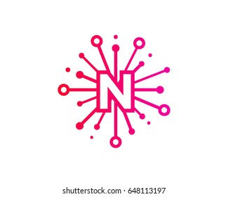 Letter N Network Share Icon Logo Design Element