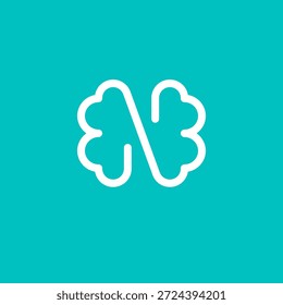 Letra N neurona o logotipo cerebral 