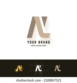 Letter N or NL monogram logo with grid method design