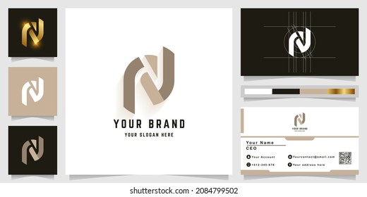Logotipo de letra N o N en monograma con diseño de tarjeta de visita