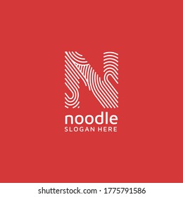 Letter N noodles logo design concept template vector