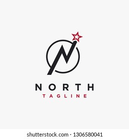 Letter N For North And Star Logo Icon Vector Template On White Background