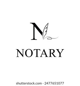 letter n notary logo design creative idea with pen writer