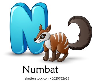 Letter N is for Numbat cartoon alphabet