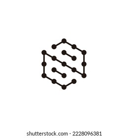Letter N number 2, hexagon, molecules geometric symbol simple logo vector