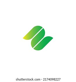 Letter N number 2 leaf geometric symbol simple logo vector