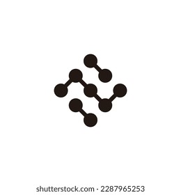 Letter N, number 2 molecules geometric symbol simple logo vector