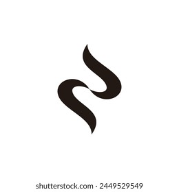 letter n number 2 ribbon fabric logo vector 