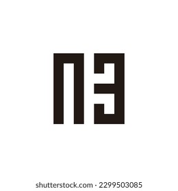 Letter n and number 3 square geometric symbol simple logo vector