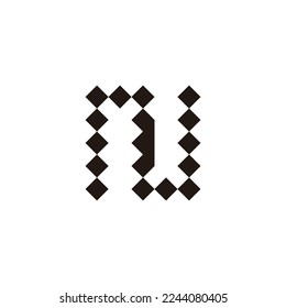 Letter N number 3 squares geometric symbol simple logo vector