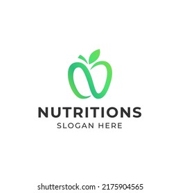 Logotipo de la manzana de nutrición de la letra N