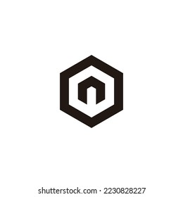 Letter n in O, hexagon geometric symbol simple logo vector