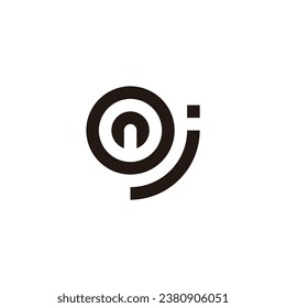 letter n, O and j circle round geometric symbol simple logo vector