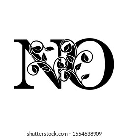Letter N and O, NO logo icon.  Design concept vintage classy leaves with letter logo icon best for initial, luxury, boutique, restaurant, wedding service, hotel.