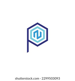 Letter N, o and p hexagon geometric symbol simple logo vector