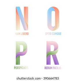 Letter N, O, P and R vector logo templates for your company. Business signs, design elements