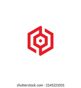 Letter N and O point hexagon simple symbol logo vector