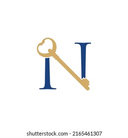Letter N With old Key Logo Vector 001	
