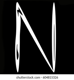 The letter N on a black background