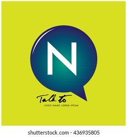 Letter N on bubble talk icon as an integrated communication. Design Template for the communication, commercial, technology, and campaign activities