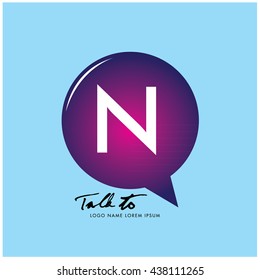 Letter N on bubble talk icon as an integrated communication. Design Template for the communication, commercial, technology, and campaign activities