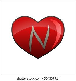 Letter N on heart
