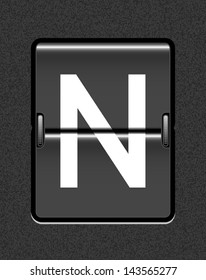 Letter N on a mechanical timetable