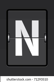 letter  n on a mechanical timetable