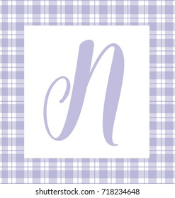 Letter N on a purple thistle and white tartan background