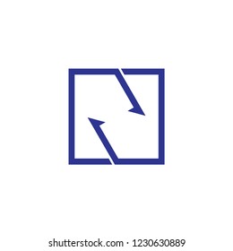 letter n opposite arrow logo vector