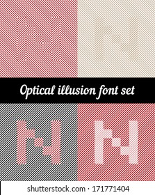 Letter N, Optical illusion pixel font set