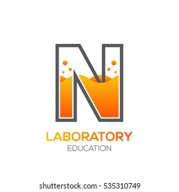 Letter N Orange color,Science education,Laboratory,Chemical Logotype
