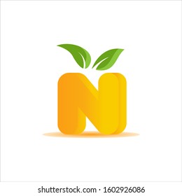 Letter N orange logo design. lemon logo vector. fresh fruit logo design
