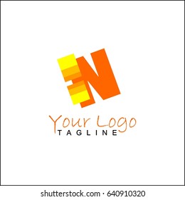 Letter N orange logo. production house brand identity. Abstract gradation colorful design.